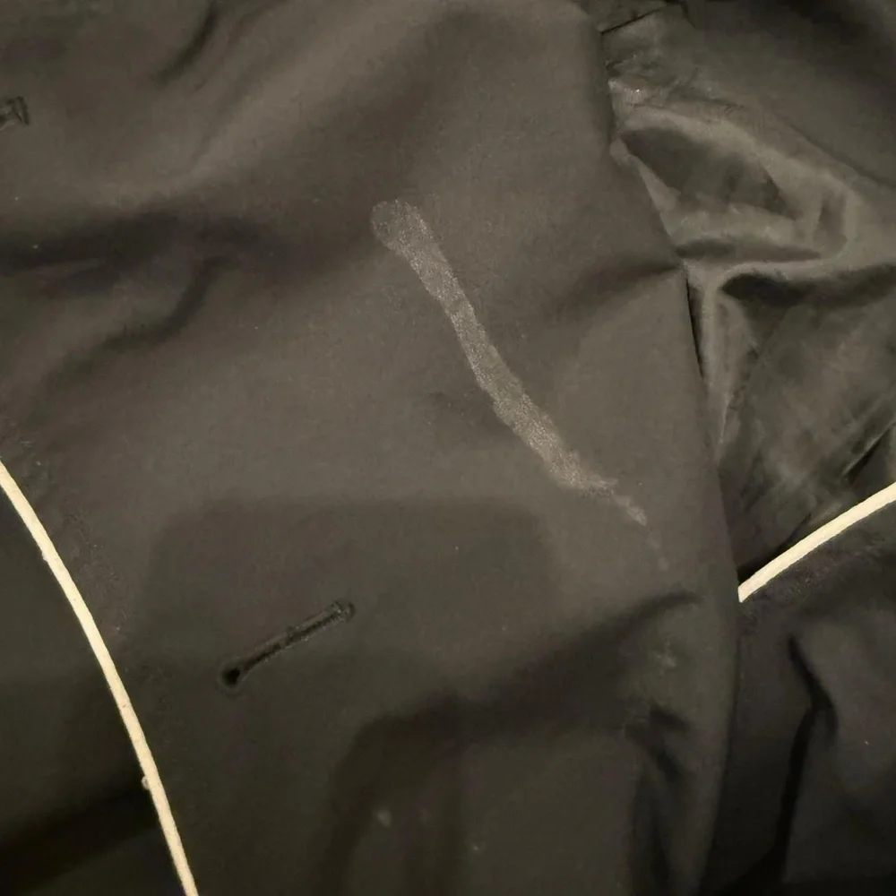 Chaps Black Trench Coat with White Trim - Picture 5 of 7